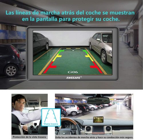 AWESAFE GPS para Coches con 7 Pulgadas Pantalla LCD con Bluetooth y Cámara Trasera, Navegador GPS para Coche y Camión con Actualizaciones de Mapas para Toda la Vida