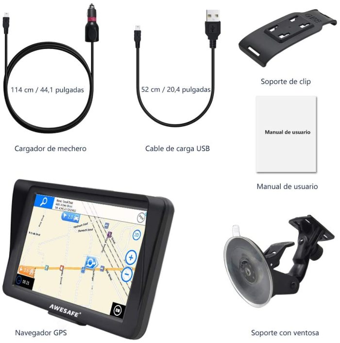 € 82.99 - AWESAFE Navegador GPS para Coches con Visera y Bluetooth de 7  Pulgadas, con Mapas Últimos y Actualizaciones de por Vida -  es.awesafeshop.com