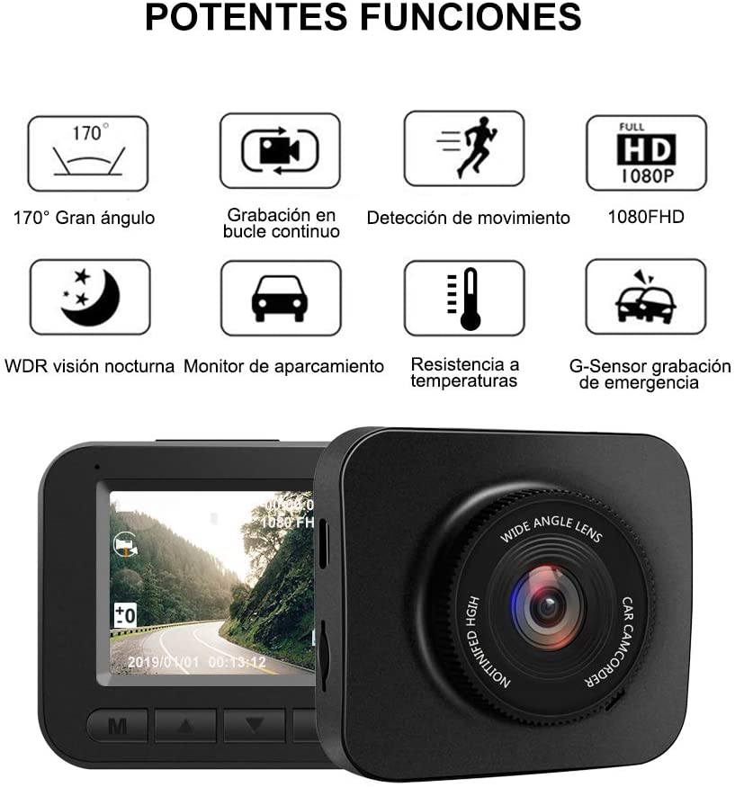 ForMe Dash Cam Dash Camera FHD 1080P Telecamera 170 gradi schermo 2.7 Dashcam I G-Sensor I Registrazione in Loop I Rilevazione di Movimento 