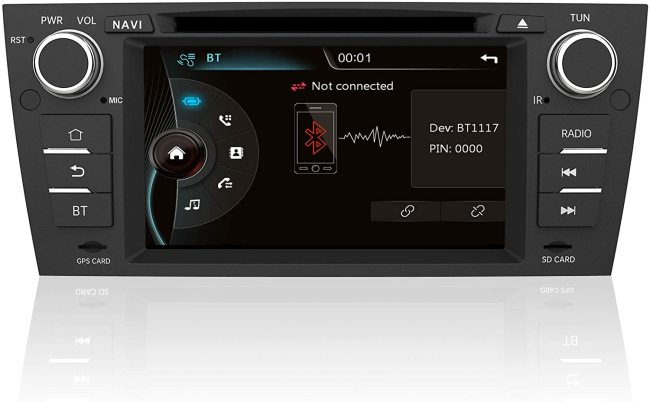 AWESAFE Radio Coche 7 Pulgadas con Pantalla Táctil 2 DIN para BMW Serie 3 E90/E91/E92/E93, Autoradio con Bluetooth/GPS/FM/RDS/CD DVD/USB/SD/RCA, Apoyo Mandos Volante, Mirrorlink y Aparcamiento