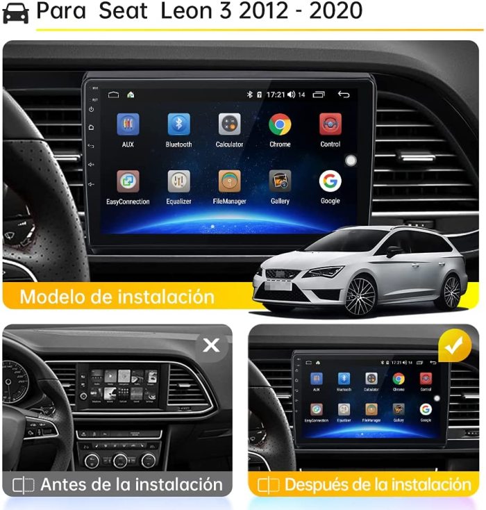 AWESAFE Android 10.0 2GB+32GB Radio Coche para Seat Leon MK3 2012-2020, 9  Pulgadas Pantalla Táctil, con WiFi/GPS/Bluetooth/DSP/RDS/USB/FM Am/RCA,  Apoyo Mandos del Volante, Aparcamiento, Mirror Link