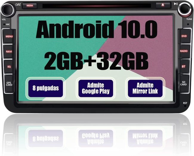 AWESAFE Android 10.0 [2GB+32GB] 8 Pulgadas Radio Coche con Pantalla 2 DIN para VW, Autoradio para VW con WiFi/GPS/Bluetooth/RDS/CD DVD/USB/FM Am/SD, Admite Mandos del Volante y Aparcamiento