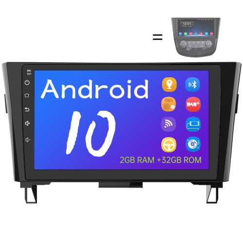 AWESAFE Android 10.0 [2GB+32GB] Radio Coche para Nissan Qashqai J11 X-Trail T32 2014-2017, 9 Pulgadas Pantalla Android para Coche con WiFi/Bluetooth/GPS/FM/USB/RCA, Apoyo Mandos Volante, Aparcamiento