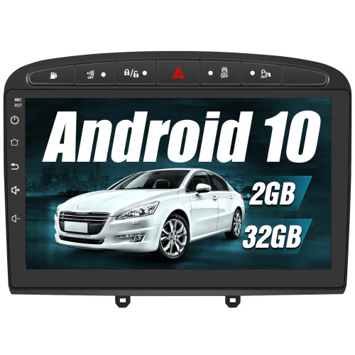 AWESAFE Android 10.0 [2GB+32GB] Radio Coche con Pantalla Táctil 9 Pulgadas para Peugeot 308/408 2007-2013, Autoradio con Carplay/WiFi/Bluetooth/GPS/FM, Admite Mandos Volante y Aparcamiento
