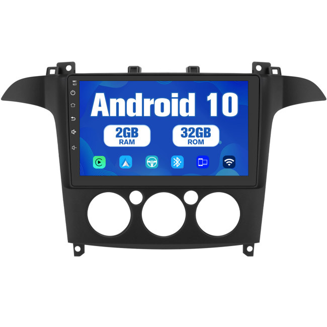 AWESAFE Android 10.0 [2GB+32GB] Radio Coche con Pantalla Táctil 9 Pulgadas para Ford S-MAX 2007-2008, Autoradio con Carplay/WiFi/Bluetooth/GPS/FM, Apoya Mandos Volante y Aparcamiento