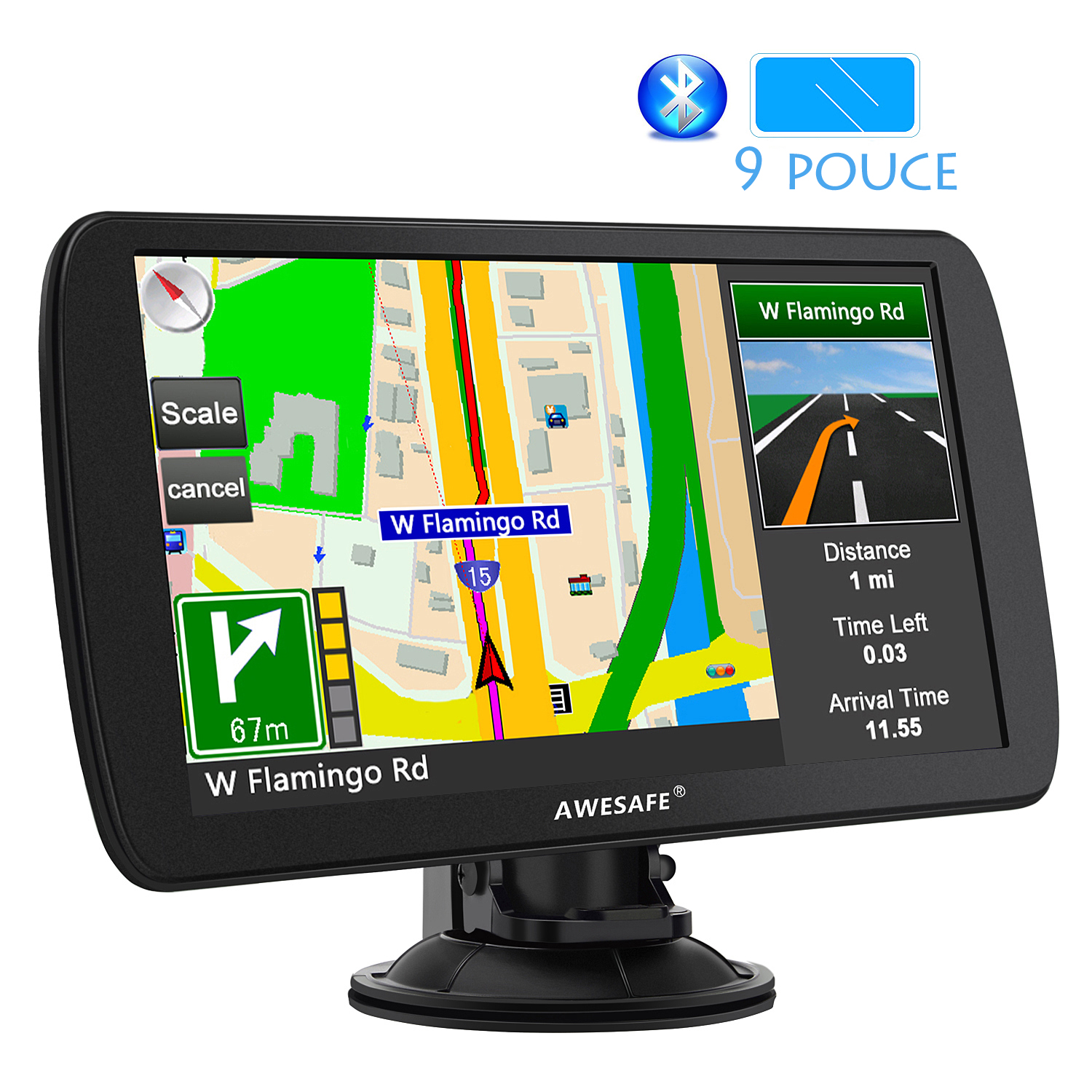 Navigation GPS Camion Bluetooth avec caméra de recul 9 pouces GPS Navigation 2019 GPS pour voiture camion bus avec pare-soleil