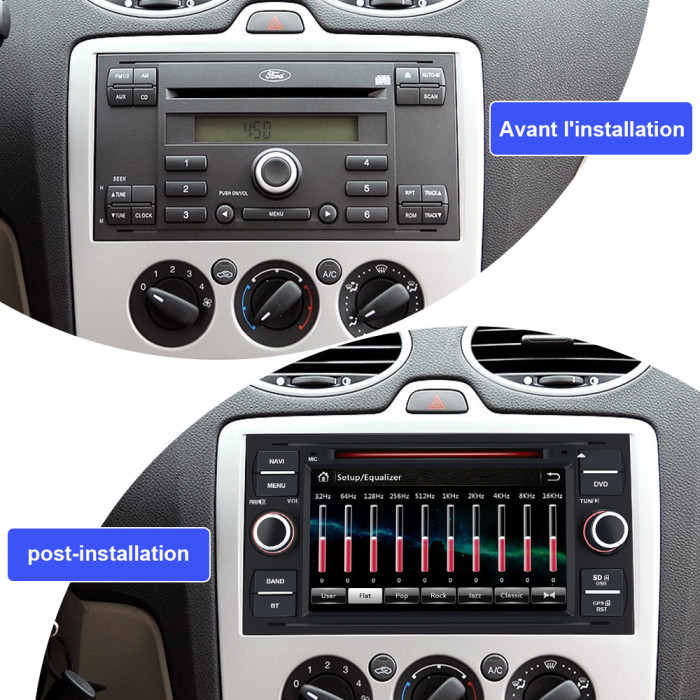€ 179.00 - AWESAFE Autoradio pour Ford Focus 7 Pouces stéréo 2 Din avec CD  DVD USB SD Bluetooth 720P vidéo FM AM RDS Système Wince Noir -  fr.awesafeshop.com