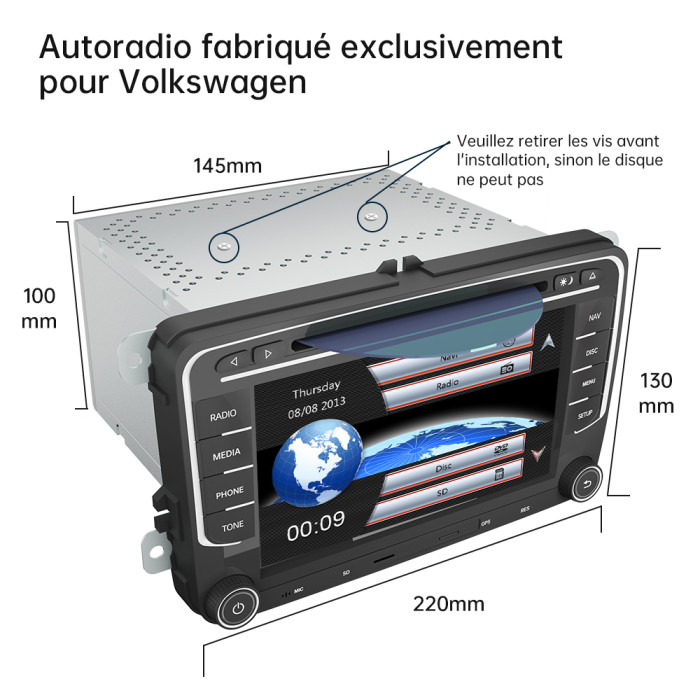 € 179.99 - Autoradio pour VW Voiture stéréo 7 Pouces 2 Din HD Bluetooth  Navigation GPS stéréo DVD CD Radio Carte SD USB Multimédia Player -  fr.awesafeshop.com