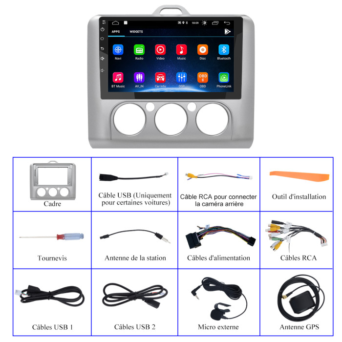 249 99 Awesafe Autoradio Pour Ford Focus Exi Mt 2004 2011 Android 10 0 System 9 Hd Ecran Tactile Support Carplay Android Auto Wifi Bluetooth Dsp Fm Am Rds Usb Commande Au Volant Et Autres