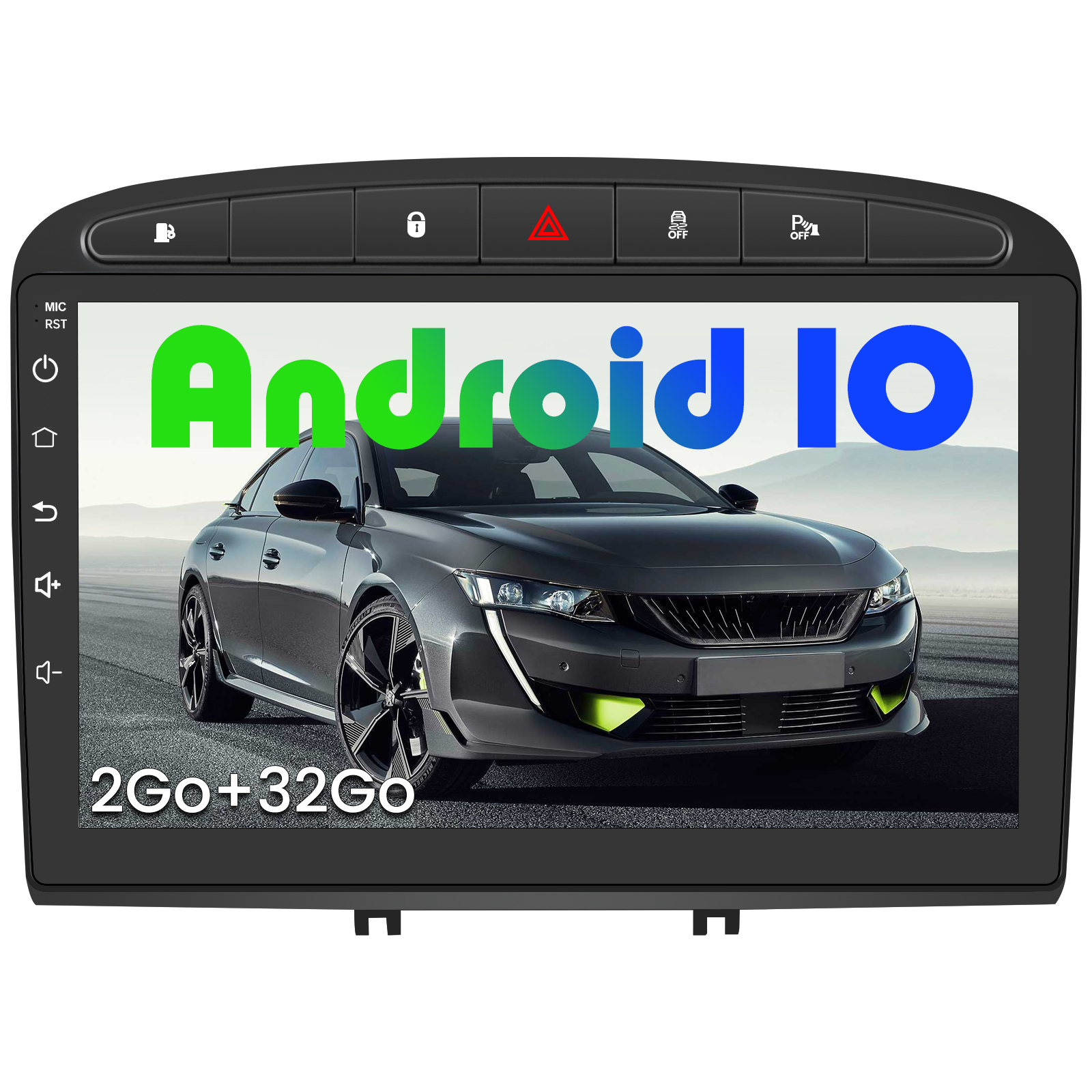 2Go+32Go Android Auto/WiFi/Commande au Volant/Bluetooth/Aide au Stationnement 10 Pouces Écran Tactile HD Android 10.0 avec GPS /Carplay Intégré AWESAFE Autoradio pour Peugeot 2008/208 