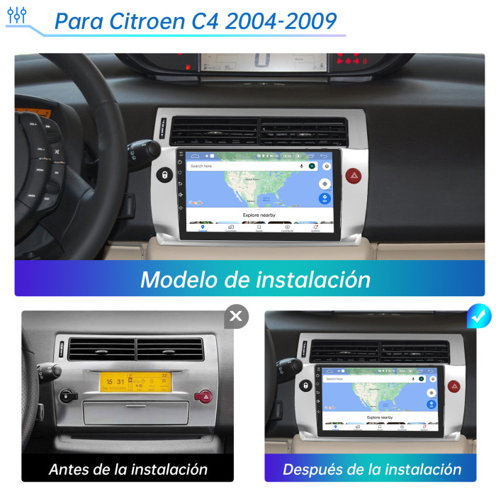 € 259.00 - Autoradio AWESAFE pour Citroen C4 2004-2009, système Android 10  [2G + 32G], écran Tactile HD 9 , Carplay,Android Auto,Navigation GPS  Bluetooth WiFi USB, avec Cadre, Plug and Play. - fr.awesafeshop.com