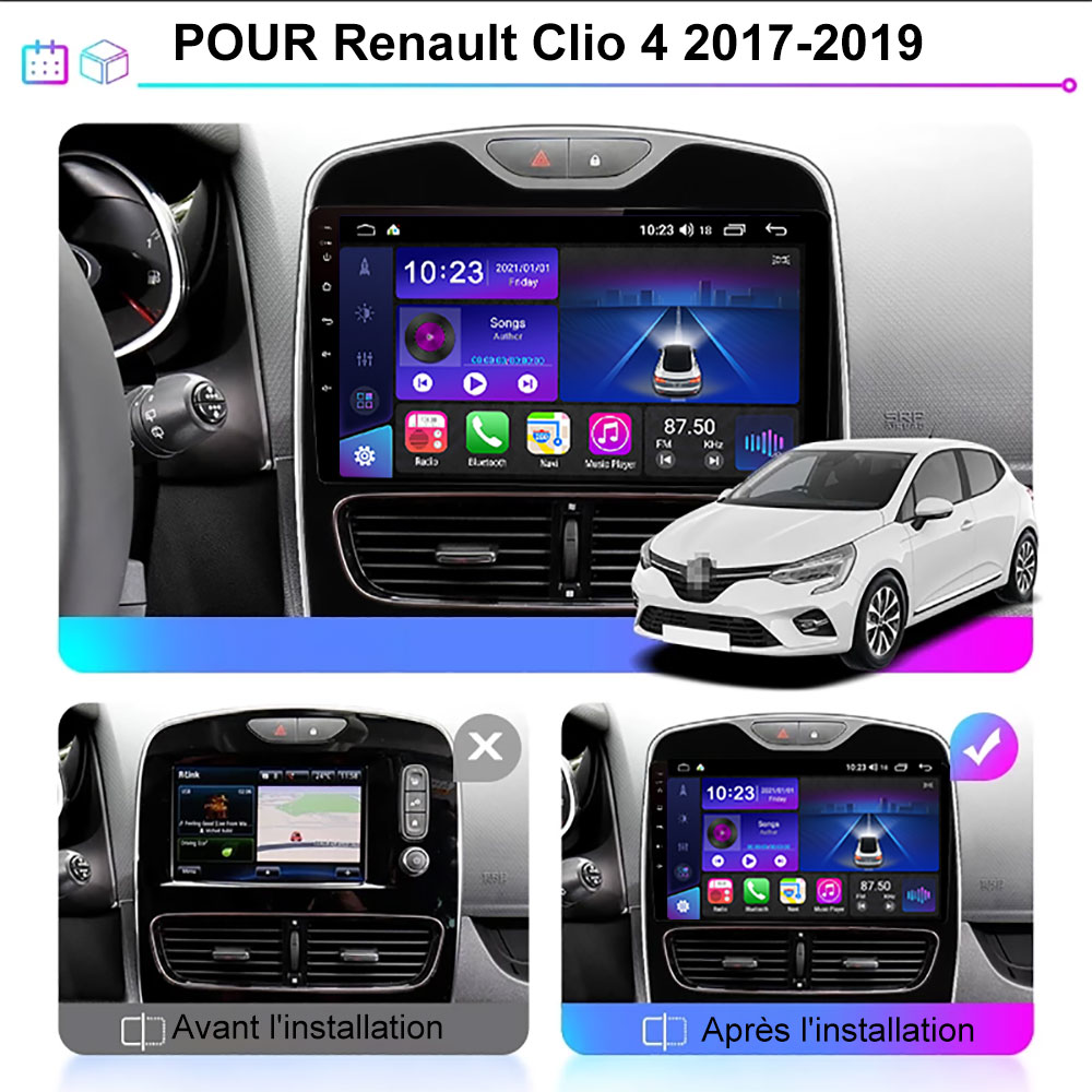 € 199.00 - AWESAFE Autoradio pour Renault Clio 4 Android 10 DSP Écran 10,1  Pouces Support Carplay et Android Auto Mirror Link Commande au Volant WiFi  Bluetooth GPS FM AM RDS Compatible Année 2017-2019 - fr.awesafeshop.com
