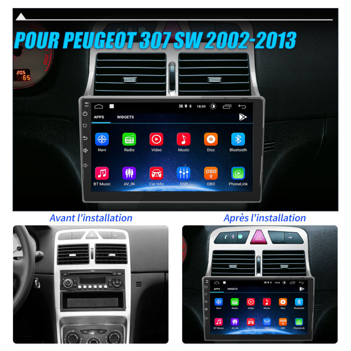 € 189.99 - AWESAFE Autoradio Android 12 pour Peugeot 307 307CC 307SW  (2002-2013) [2Go+32Go] avec 9 Pouces Écran Tactile Carplay Android Auto GPS  Bluetooth Wi-FI/Commande au Volant/Aide au Parking - fr.awesafeshop.com