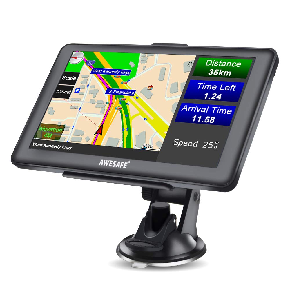 GPS Navi Navigation für Auto LKW Navigationsgerät PKW Navigationssystem 7 Zoll 16GB Lebenslang Kostenloses Kartenupdate mit POI Blitzerwarnung Sprachführung Fahrspurassistent 2019 Europa UK 52 Karten 