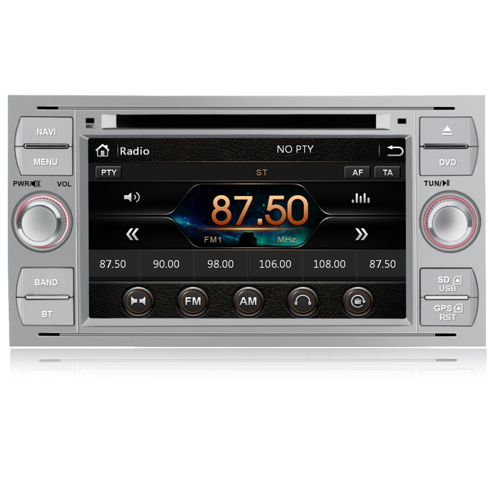 € 179.99 - Autoradio mit Navi für Ford Focus, unterstützt Bluetooth  Lenkradbedienung Mirrorlink CD DVD Doppel Din Radio 7 Zoll Bildschirm -  Silber - de.m.awesafe.cn