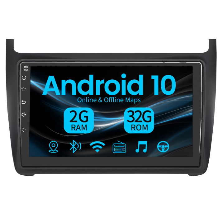 € 180.00 - Android 10 Autoradio für VW Polo, 2G+32G, 9 Zoll Touchscreen,  mit Blende, Navigation Bluetooth MirrorLink RDS WiFi Unterstützung -  de.awesafeshop.com