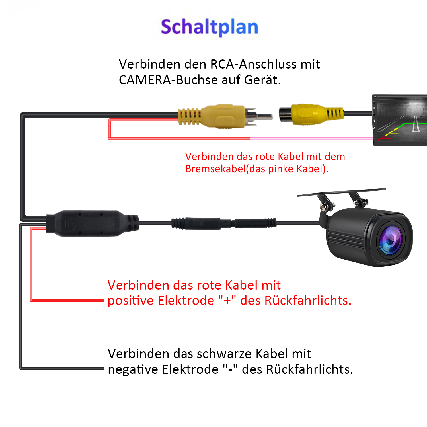 € 25.00 - Rückfahrkamera für Autoradio HD Nachtsicht 140 Grad Weitwinkel  IP68 Wasserdicht Kamera - de.awesafeshop.com