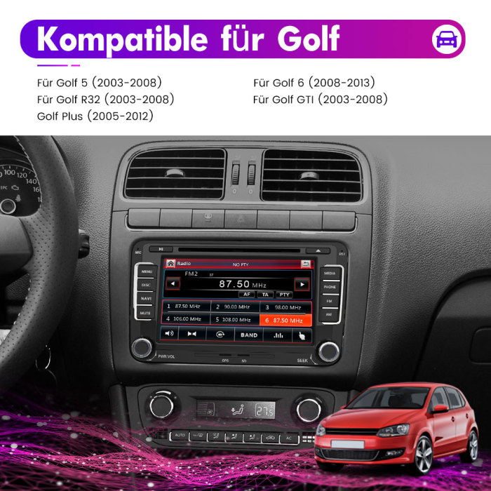 € 146.78 - Autoradio mit Navi für Volkswagen Golf, 2 Din Radio mit 7 Zoll  Touchscreen Monitor, unterstützt Lenkradsteuerung Mirrorlink Bluetooth CD  DVD - de.awesafeshop.com
