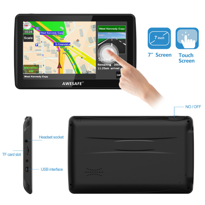 Awesafe 5 "GPS Car Navi Navigation für PKW LKW mit kostenloser 8GB 3D EU Karte 