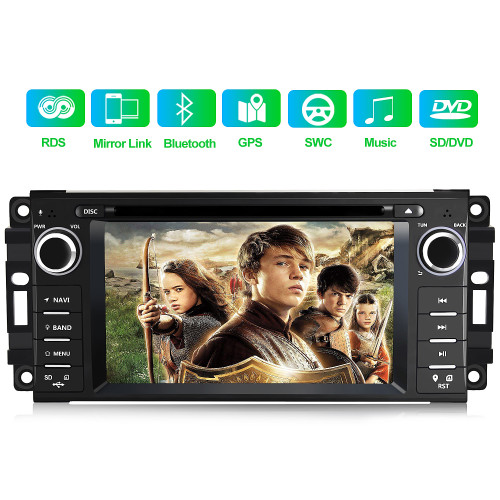 Car Stereo Radio with Bluetooth 6.2 Inch Touch Screen Multimedia Player with Mirror Link,Steering Wheel Control,CD,DVD,FM Radio Head Unit for Jeep Wrangler Chrysler Dodge Ram