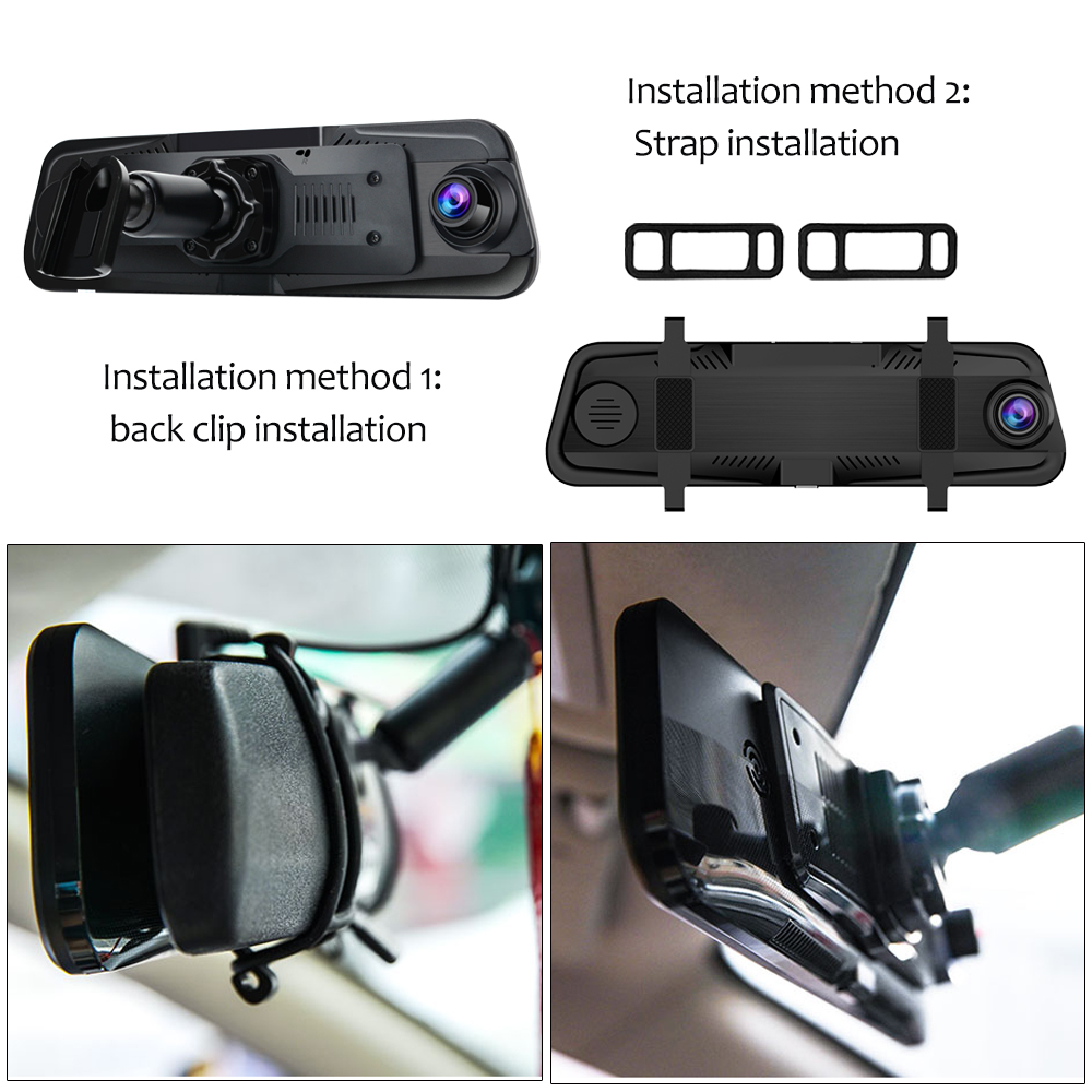 AWESAFE 10 Inch Mirror Dash Cam 1080P Front and Rear Dual Lens,Rear Mirror Camera with 24 Hours Parking Monitor and G Sensor 