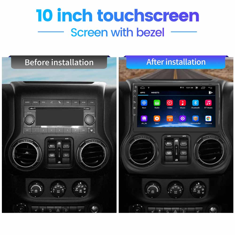 US$  - AWESAFE Car Radio Stereo 10 inch Touch Screen for Jeep Wrangler  2011 2012 2013 2014 Andriod 10 with Bluetooth Support Apple Carplay Andriod  Auto 