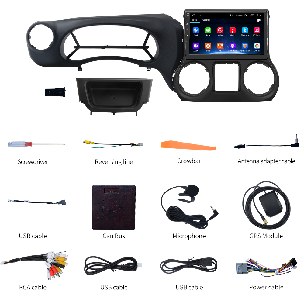 US$  - Car Radio Stereo 10 inch Touch Screen for Jeep Wrangler JK  2015-2016 Support Carplay Andriod Auto 