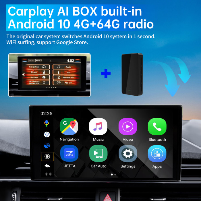 Wireless Carplay Adapter AI Box for Factory Wired CarPlay Cars, AWESAFE  4+64GB Android 10