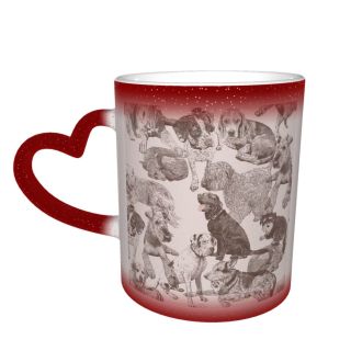 NC Ceramic Photo Coffee Mugs,Airedale Beagle Belgium Boxer Dog Canada German Golden Great Dane Seamless,Custom Picture Mug Magic Heat Sensitive Color Changing Mug Milk Tea Cup Personalized Gifts for
