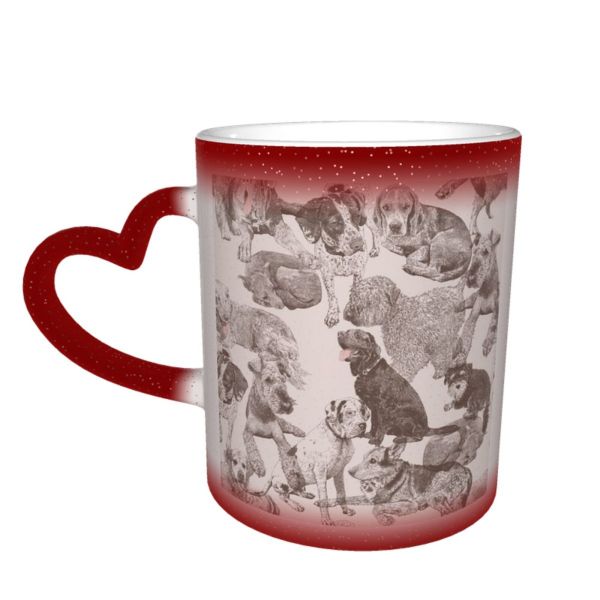 NC Ceramic Photo Coffee Mugs,Airedale Beagle Belgium Boxer Dog Canada German Golden Great Dane Seamless,Custom Picture Mug Magic Heat Sensitive Color Changing Mug Milk Tea Cup Personalized Gifts for