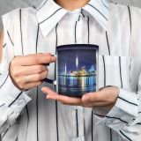 NC Ceramic Photo Coffee Mugs,Air Pollution Architecture Built Structure Chemical Chimney City Coal Crude Oil Drone,Custom Picture Mug Magic Heat Sensitive Color Changing Mug Milk Tea Cup Personalize