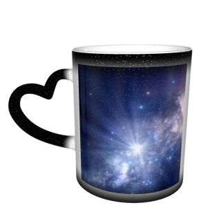 NC Ceramic Photo Coffee Mugs,Outer Space Art Astronomy Digitally Generated Ethereal Light Natural Milky Way Star,Custom Picture Mug Magic Heat Sensitive Color Changing Mug Milk Tea Cup Personalized
