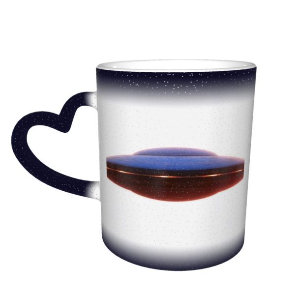 NC Ceramic Photo Coffee Mugs,Air Vehicle Alien Art Futuristic Outer Space Disc Travel Spaceship UFO UK,Custom Picture Mug Magic Heat Sensitive Color Changing Mug Milk Tea Cup Personalized Gifts for
