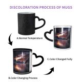 NC Ceramic Photo Coffee Mugs,Alaska State Arctic Astronomy Aurora Borealis Beach Canada Temperature Finland Finnish Lapland,Custom Picture Mug Magic Heat Sensitive Color Changing Mug Milk Tea Cup Pe
