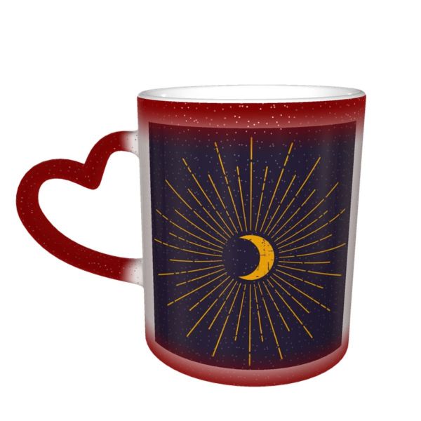 NC Ceramic Photo Coffee Mugs,Outer Space Abstract Adventure Art Aspirations Cartoon Childhood Crescent Decoration Distressed Dreaming,Custom Picture Mug Magic Heat Sensitive Color Changing Mug Milk