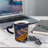 NC Ceramic Photo Coffee Mugs,Oil Tanker Aerial Directly Above Hong Kong Refinery Air Pollution Anchor Vessel,Custom Picture Mug Magic Heat Sensitive Color Changing Mug Milk Tea Cup Personalized Gift