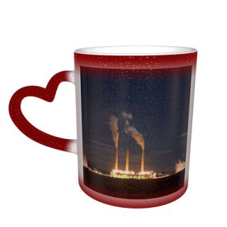 NC Ceramic Photo Coffee Mugs,Air Pollution Arizona Built Structure Cloud Sky Coal Distant Dusk Electricity Factory,Custom Picture Mug Magic Heat Sensitive Color Changing Mug Milk Tea Cup Personalize