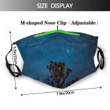 NC Astronomy Sky Outer Way Wallpapers Silhouette Pictures Universe Joshua Galaxy States Star Dust Washable Reusable Filter and Reusable Mouth Warm Windproof Cotton Face