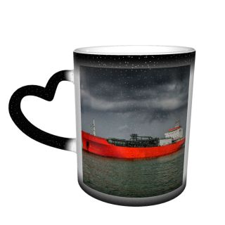 NC Ceramic Photo Coffee Mugs,Oil Tanker Ship Crude Sea Natural Gas Container Industrial Cargo Gasoline Freight,Custom Picture Mug Magic Heat Sensitive Color Changing Mug Milk Tea Cup Personalized Gi