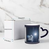 NC Ceramic Photo Coffee Mugs,Airplane Atmospheric Mood Change Cloud Sky Cloudscape Commercial Space Directly Above Dramatic,Custom Picture Mug Magic Heat Sensitive Color Changing Mug Milk Tea Cup Pe