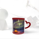 NC Ceramic Photo Coffee Mugs,Alaska State Arctic Aurora Borealis Dramatic Sky Mountain Night Outdoors Snow Star,Custom Picture Mug Magic Heat Sensitive Color Changing Mug Milk Tea Cup Personalized G