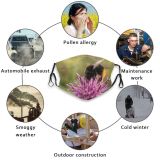NC Blossom Images Invertebrate Plant Flower Free Bee Bumblebee Honey Apidae Insect Pictures Dust Washable Reusable Filter and Reusable Mouth Warm Windproof Cotton Face
