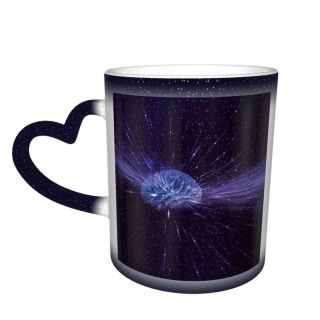NC Ceramic Photo Coffee Mugs,Outer Space Brain Glowing Zoom Authority Bizarre Digital Composite Ideas Imagination Mystery,Custom Picture Mug Magic Heat Sensitive Color Changing Mug Milk Tea Cup Pers