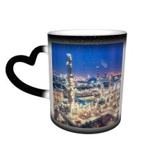 NC Ceramic Photo Coffee Mugs,Air Pollution Chemical Plant Chemistry Chimney China East Construction Crude Oil Engineering,Custom Picture Mug Magic Heat Sensitive Color Changing Mug Milk Tea Cup Pers