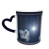 NC Ceramic Photo Coffee Mugs,Airplane Atmospheric Mood Change Cloud Sky Cloudscape Commercial Space Directly Above Dramatic,Custom Picture Mug Magic Heat Sensitive Color Changing Mug Milk Tea Cup Pe