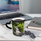 NC Ceramic Photo Coffee Mugs,Aisne Beauty France Exposure Outdoors Panoramic Rock Scenics Springtime Stream Tree Waterfall,Custom Picture Mug Magic Heat Sensitive Color Changing Mug Milk Tea Cup Per