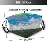 NC Azure Sky Cloud Wallpapers Architecture Land Pictures City Urban Office Metropolis Building Dust Washable Reusable Filter and Reusable Mouth Warm Windproof Cotton Face
