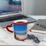 NC Ceramic Photo Coffee Mugs,Okinawa Prefecture Sea Beach Sand Sky Beauty Cloud Growth Horizon Over Land,Custom Picture Mug Magic Heat Sensitive Color Changing Mug Milk Tea Cup Personalized Gifts fo