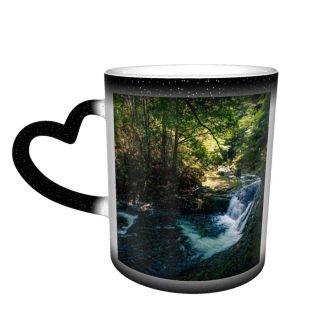 NC Ceramic Photo Coffee Mugs,Akame Shijyuhachi Beauty Clean Environmental Conservation Flowing Forest Freshness Grass Idyllic Japan,Custom Picture Mug Magic Heat Sensitive Color Changing Mug Milk Te