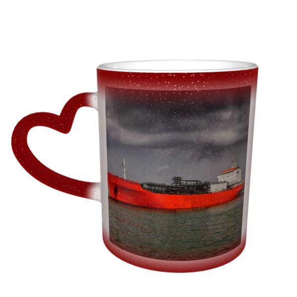 NC Ceramic Photo Coffee Mugs,Oil Tanker Ship Crude Sea Natural Gas Container Industrial Cargo Gasoline Freight,Custom Picture Mug Magic Heat Sensitive Color Changing Mug Milk Tea Cup Personalized Gi